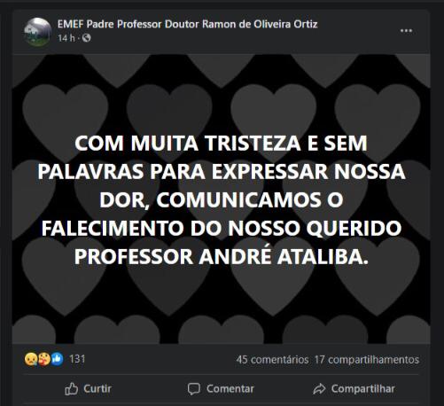 Professor de língua portuguesa morre aos 45 anos vítima de Covid-19 em Taubaté