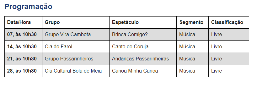 Parque da Cidade recebe espetáculos musicais em novembro