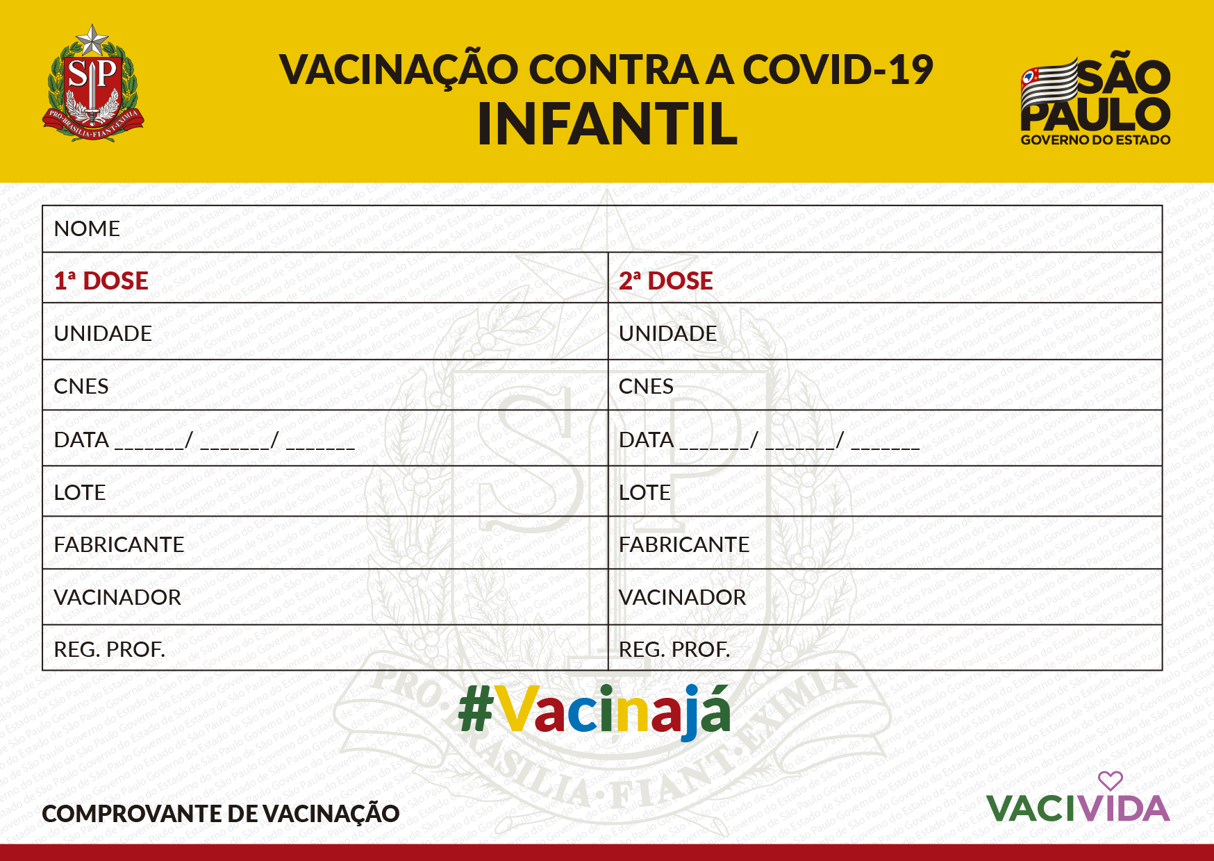 SP prepara 4,5 milhões de carteirinhas para vacinação de crianças