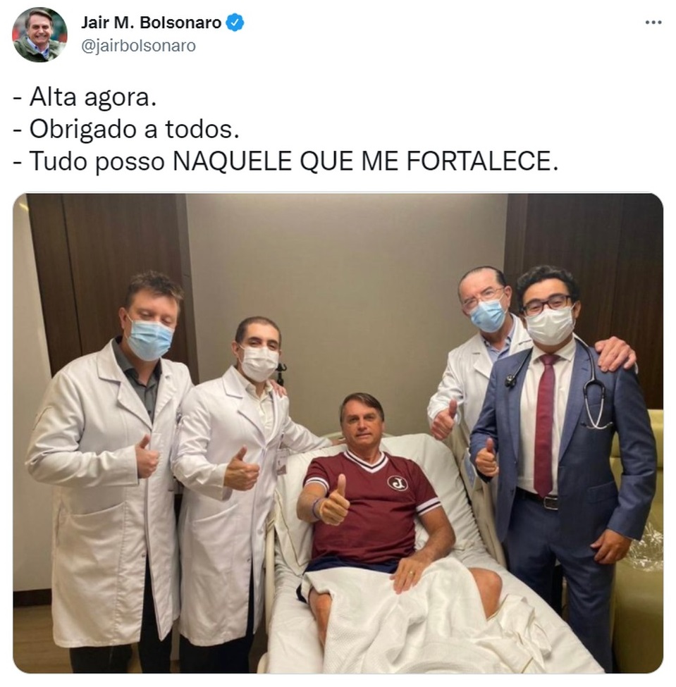 Presidente Bolsonaro recebe alta em São Paulo nesta quarta-feirta (5)