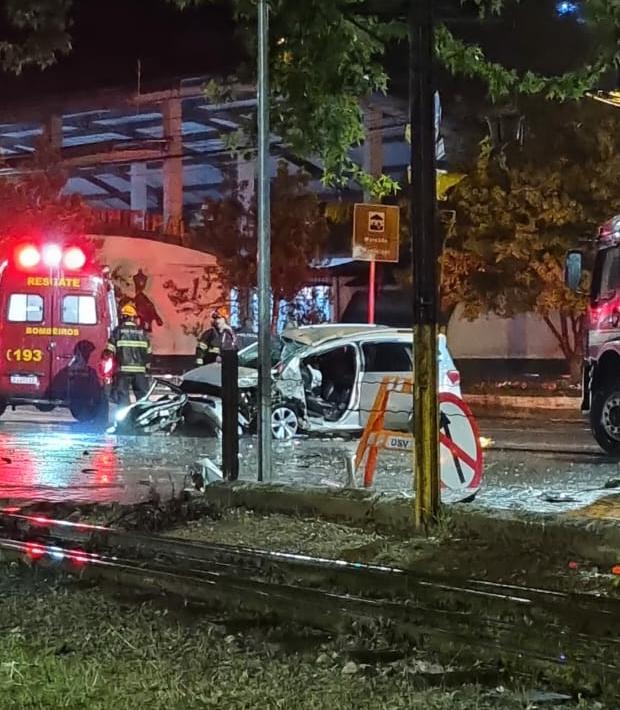 carro bate em árvore em campos