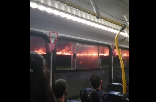 Incêncio atinge terreno próximo ap parque tecnológico em São José dos Campos