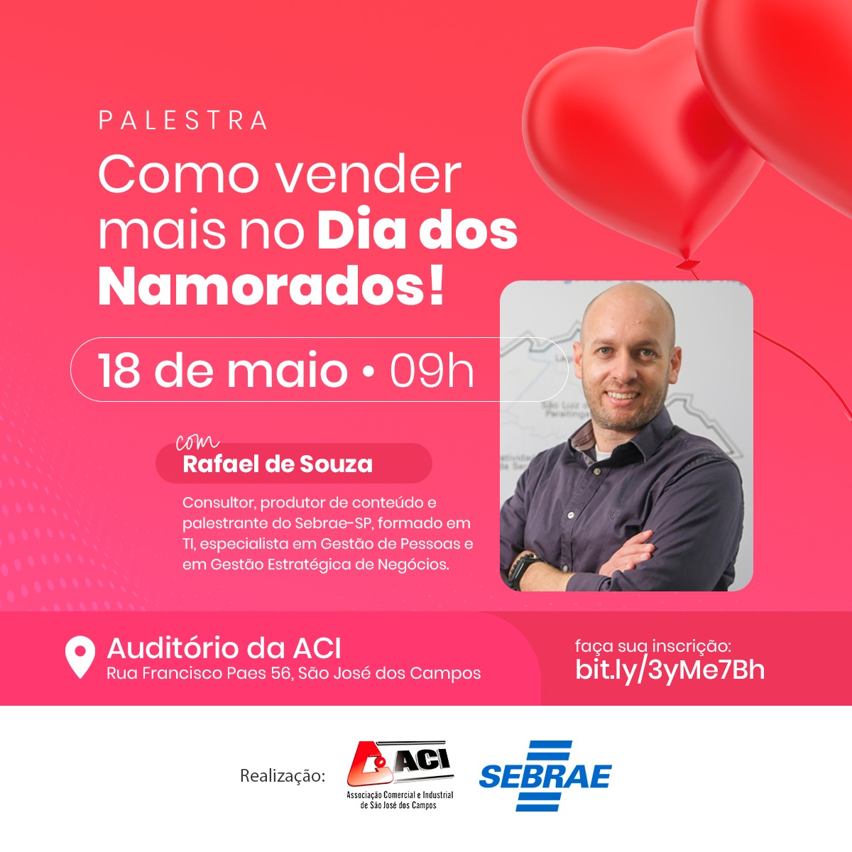 ACI incentiva vendas no Dia dos Namorados com palestra gratuita em São José dos Campos