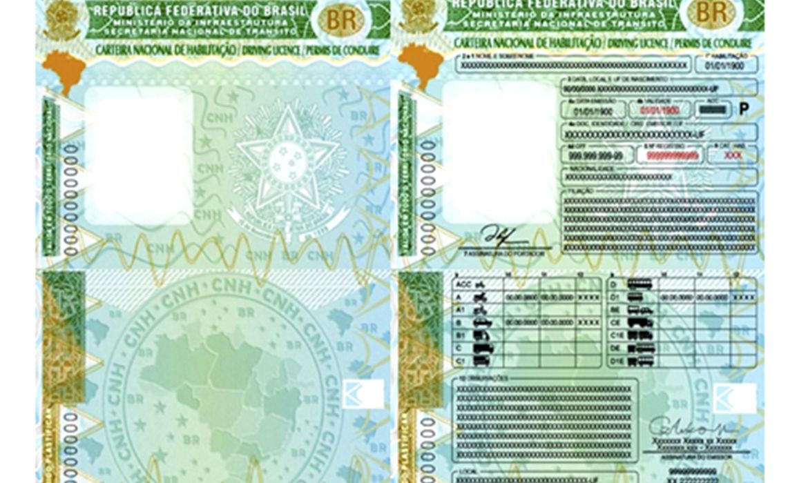 Cópia do modelo da nova carteira de habilitação (CNH)