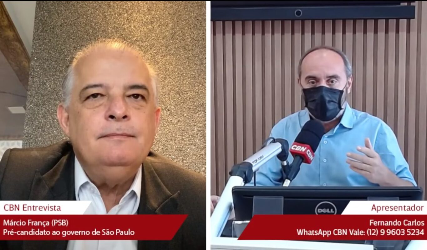 Márcio França conversa com o apresentador dá rádio CBN Vale, Fernando Carlos, e diz que poderia ser o vice de Felicio Ramuth no governo de SP