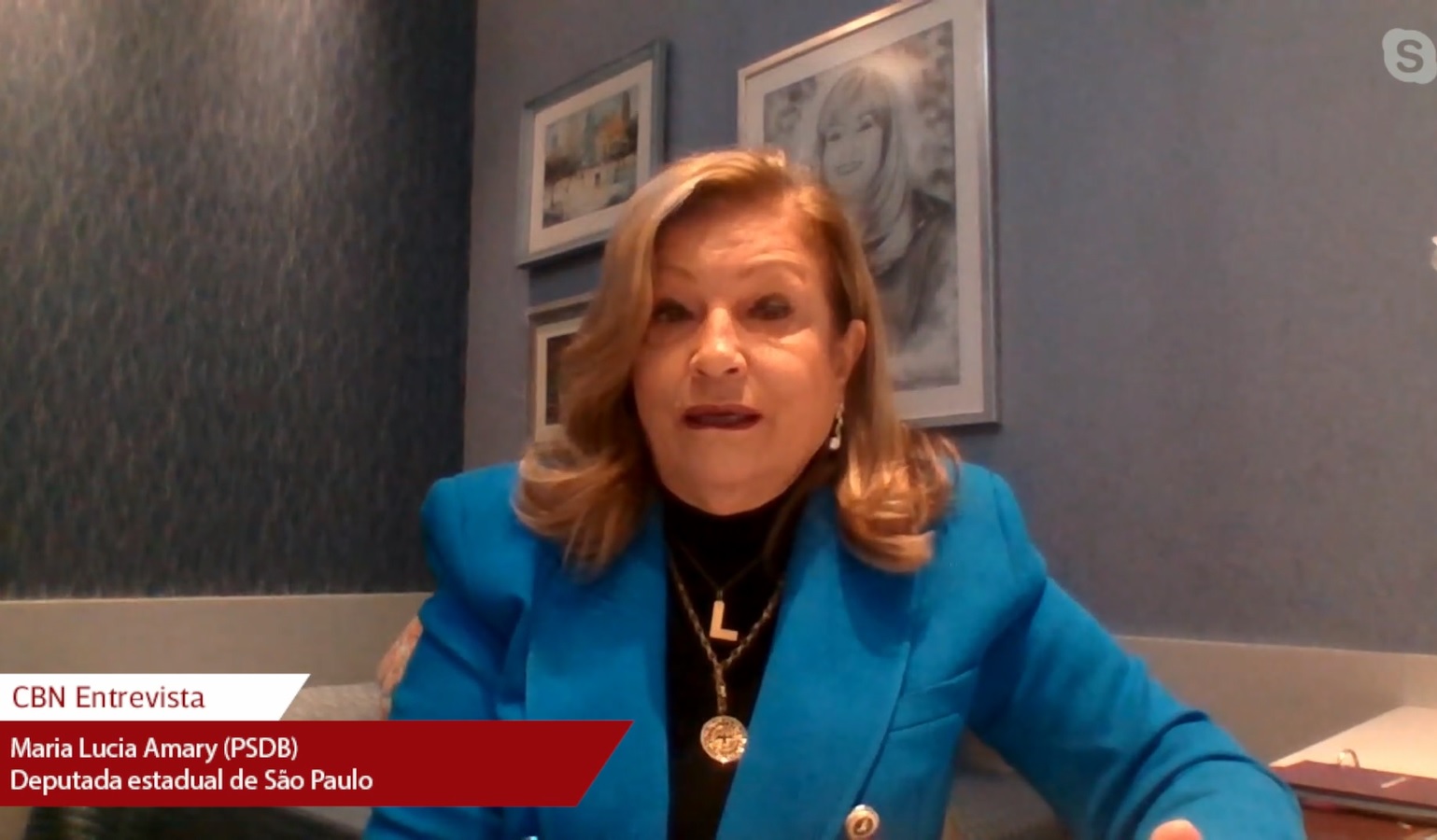 Maria Lucia Amary concede entrevista à rádio CBN Vale via Skype