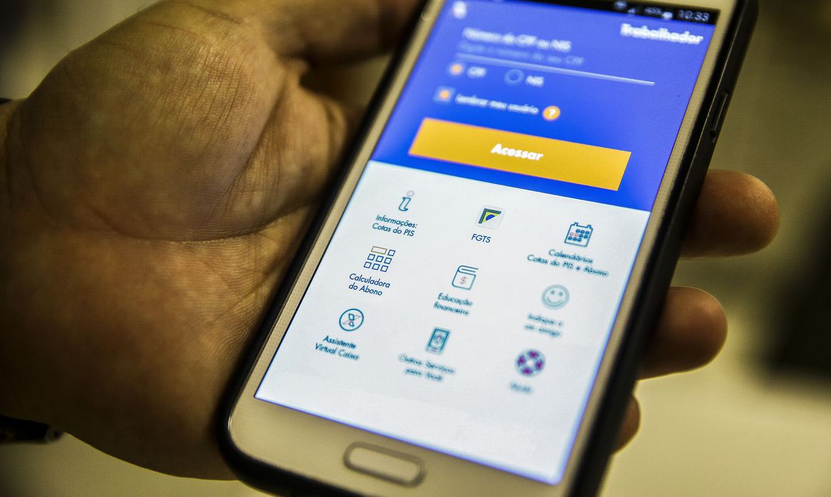 Aplicativo da Caixa para lembrar que a instituição explica como retirar o lucro do fgts