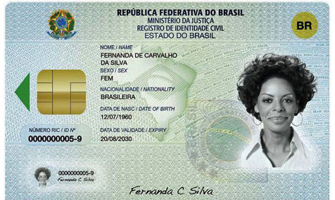imagem da nova darteira de identidade que será emitida primeiramente no Rio Grande do Sul