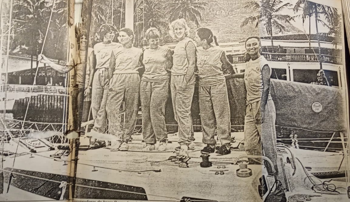 foto da tripulação do barco Revanche, que será homenageada na semana internacional de vela de Ilhabela