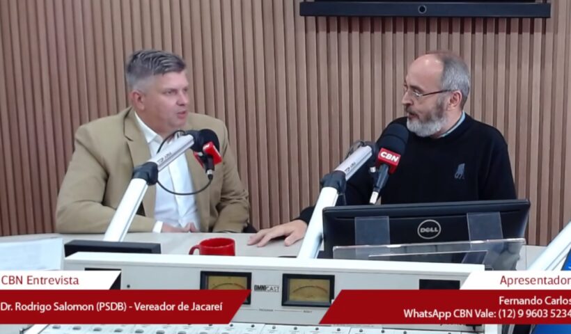 Vereador de Jacareí, Rodrigo Salomon, en entrevista com Fernando Carlos, na rádio CBN Vale, diz que terceira ponte de jacareí não poderá haver passagem de carretas, por conta de mudanças no projeto
