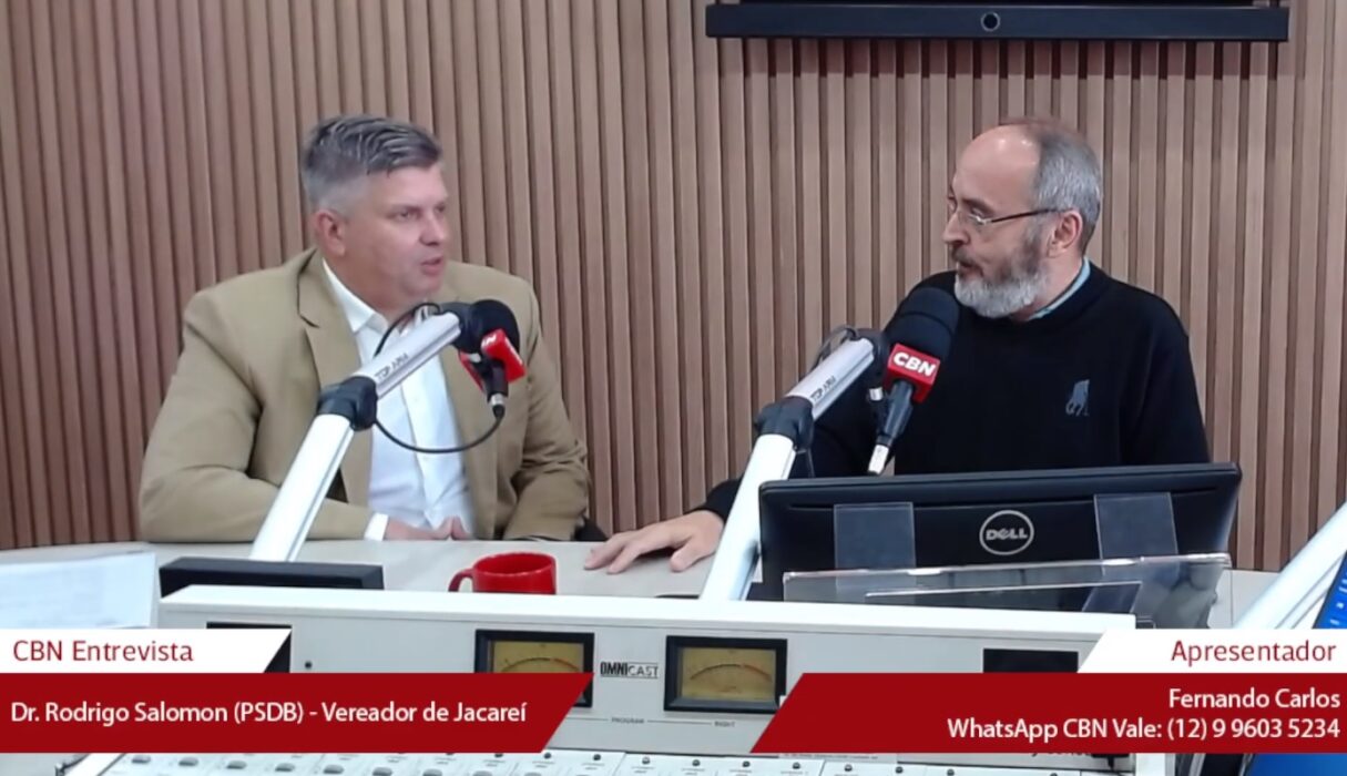 Vereador de Jacareí, Rodrigo Salomon, en entrevista com Fernando Carlos, na rádio CBN Vale, diz que terceira ponte de jacareí não poderá haver passagem de carretas, por conta de mudanças no projeto