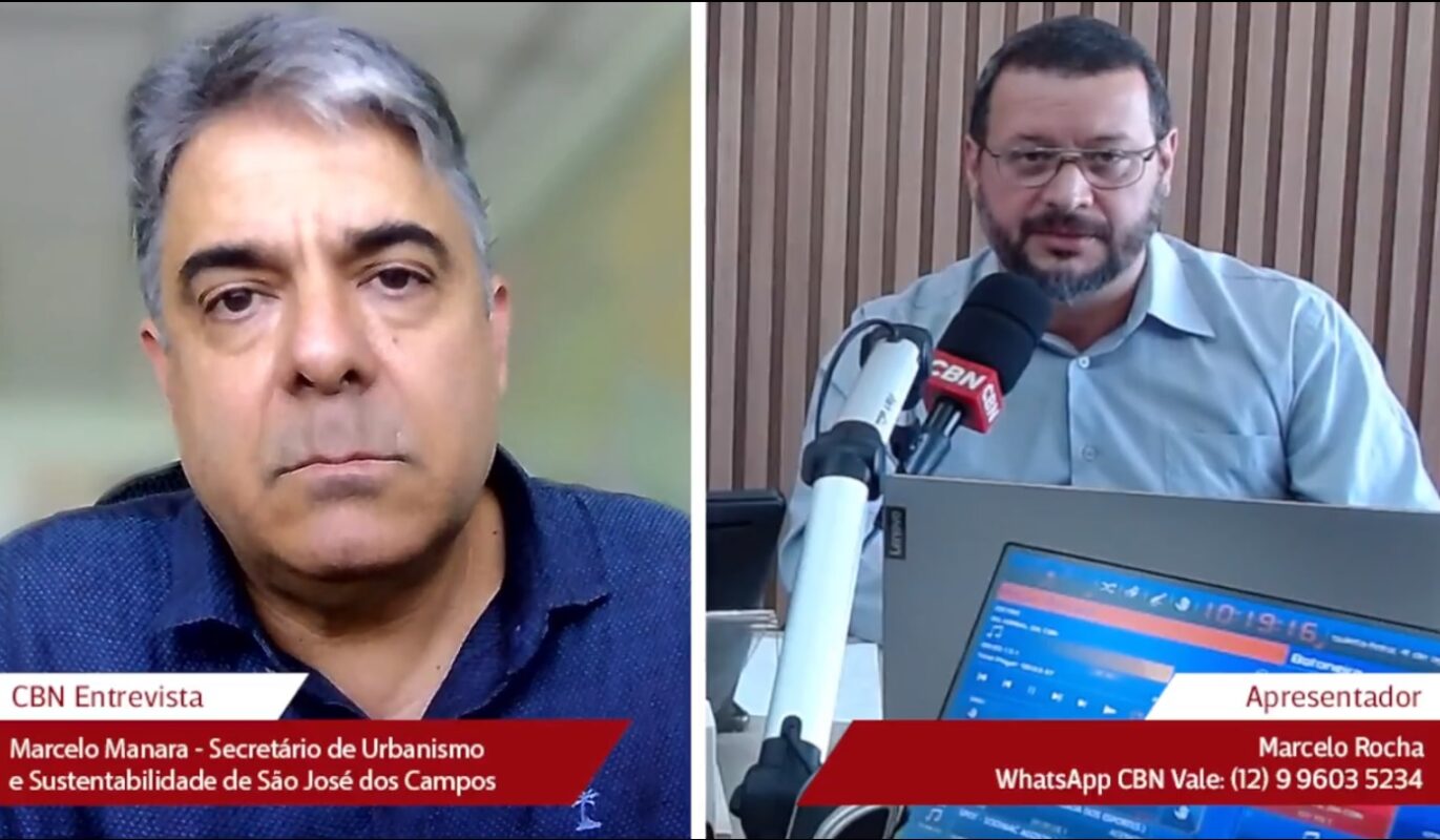 Marcelo Manara em entrevista com Marcelo Rocha, da rádio CBN, sobre o transporte de eucalipto em área de proteção ambiental de São Francisco Xavier