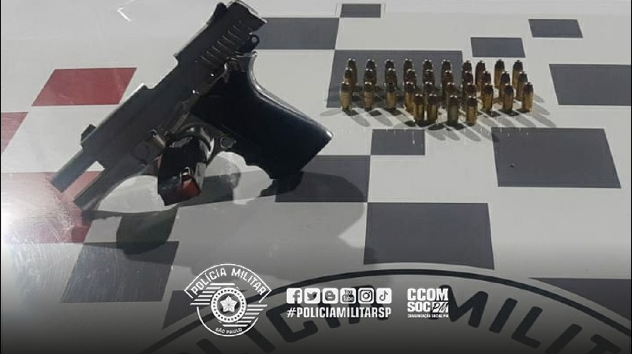 arma calibre ponto 380. Adolescente é apreeendido em Taubaté com arma