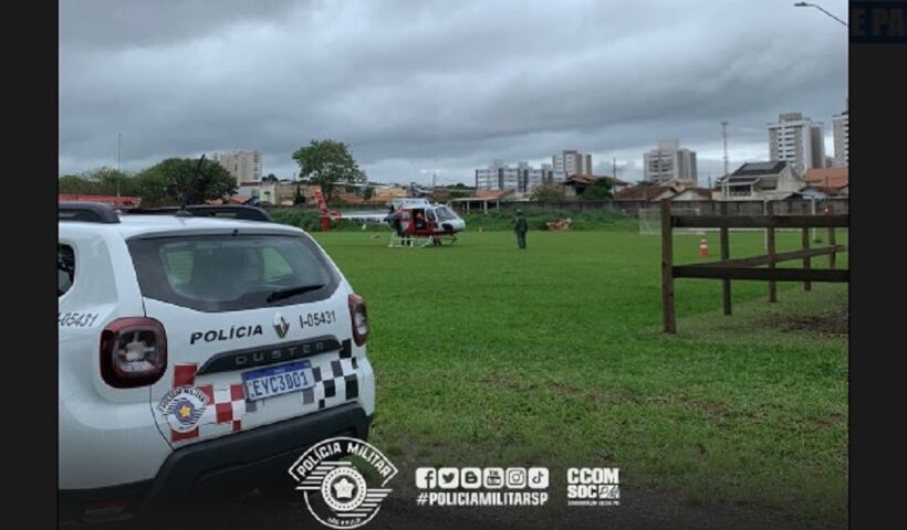 Helicóptero da PM em Taubaté. PM realiza voo pela vida e transporta paciente de Taubaté para ser transplantado em São Paulo