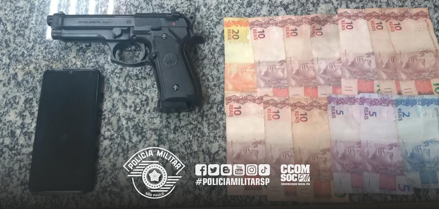 Vítima rastreia celular roubado e suspeito é preso com simulacro de arma de fogo, em Taubaté