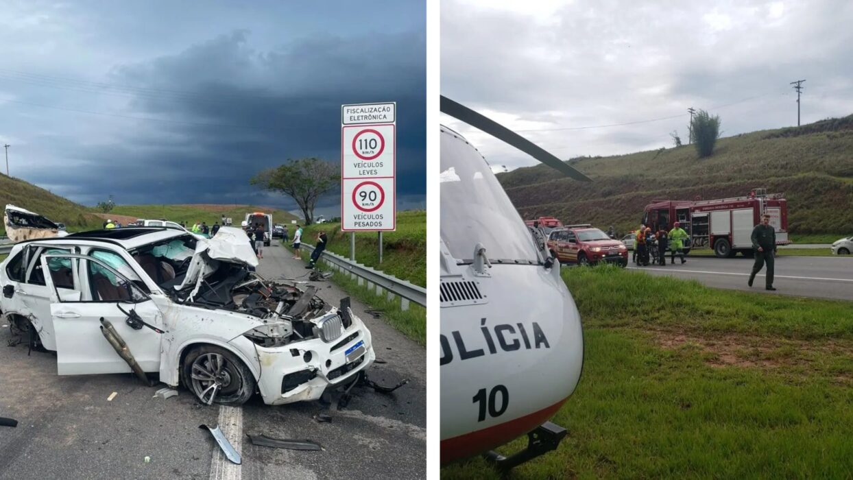 Carro capota na Rodovia Dom Pedro