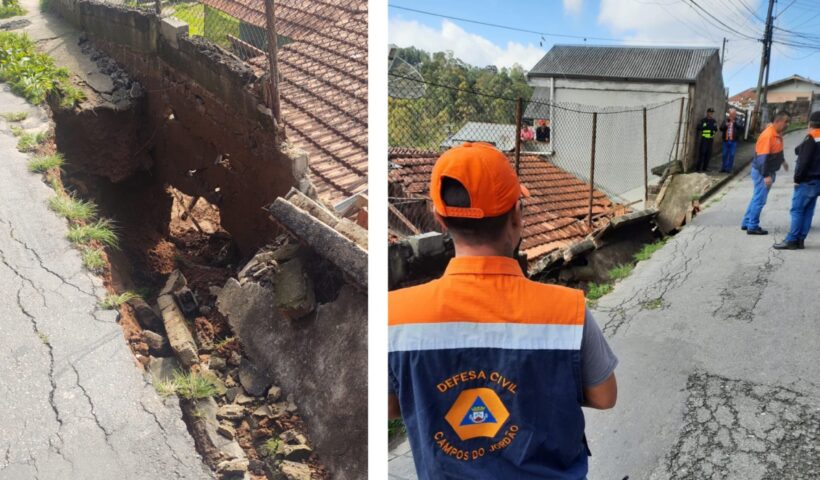 Defesa Civil interdita casa queda muro casa vila albertina campos do jordão