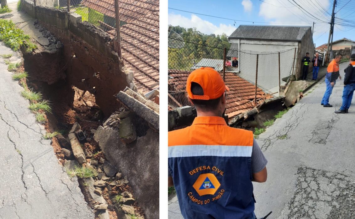 Defesa Civil interdita casa queda muro casa vila albertina campos do jordão