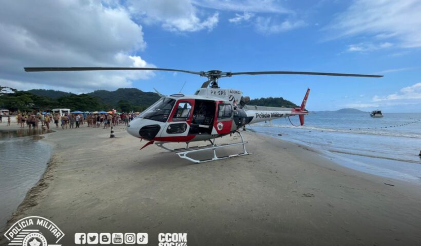 Criança de 4 anos é resgatada pelo helicóptero Águia da PM após afogamento em Ubatuba