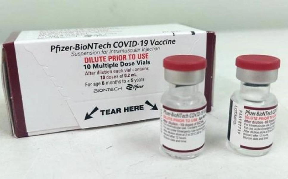 Frasco da vacina Pfizer Baby. Jacareí inicia vacinação contra a Covid-19 para crianças de 6 a 11 meses de idade, na segunda (6)