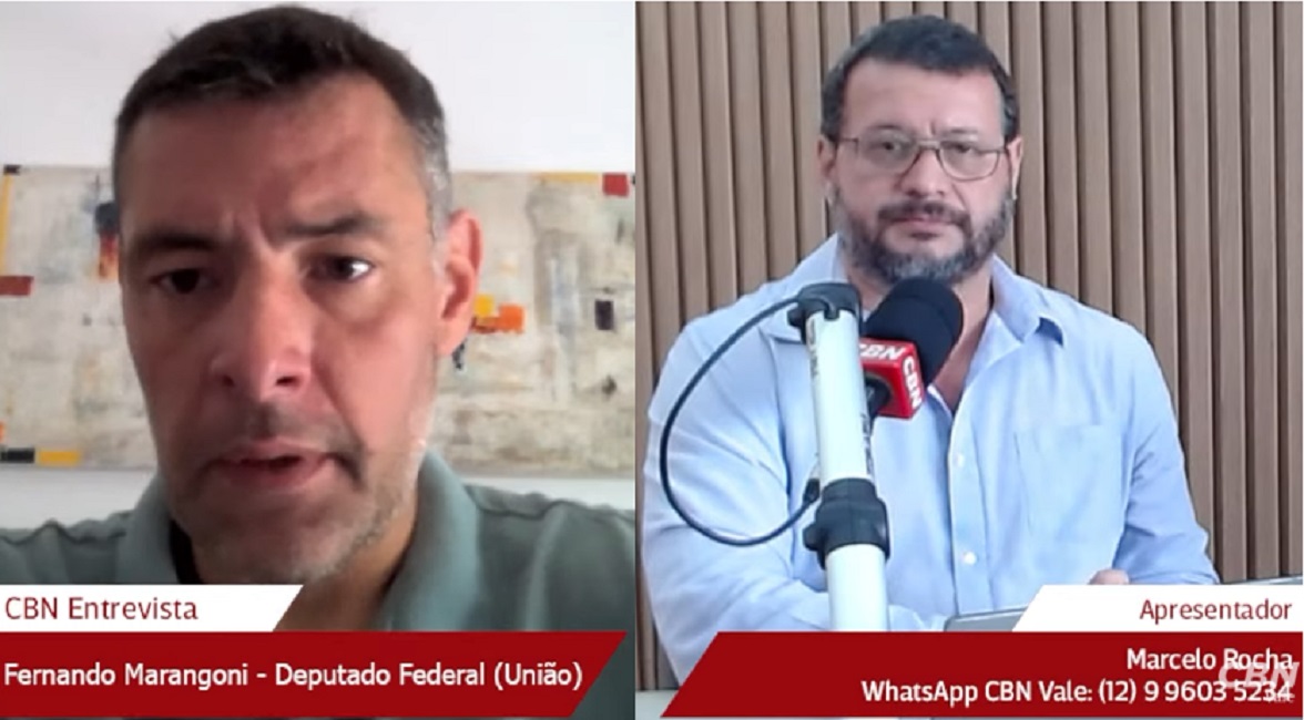 Deputado Federal Fernando Marangoni (União) e Marcelo Rocha, da CBN Vale