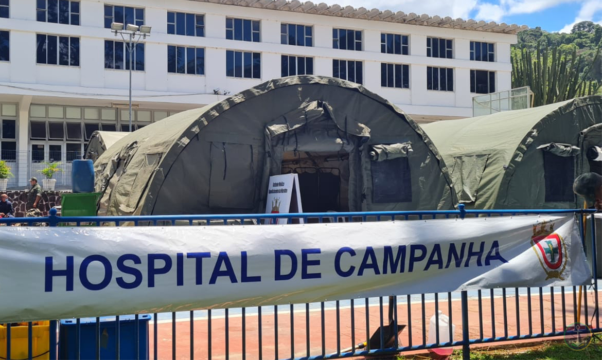Hospital de Campanha da Marinha instalada em Petrópolis, no Rio de Janeiro