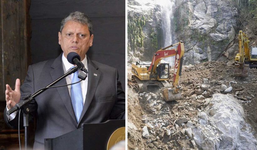 Governador Tarcísio de Freitas acompanha obras na rodovia Mogi-Bertioga
