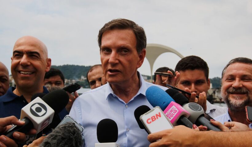 O então prefeito do Rio de Janeiro, Marcelo Crivella, na Marquês de Sapucai em 2020