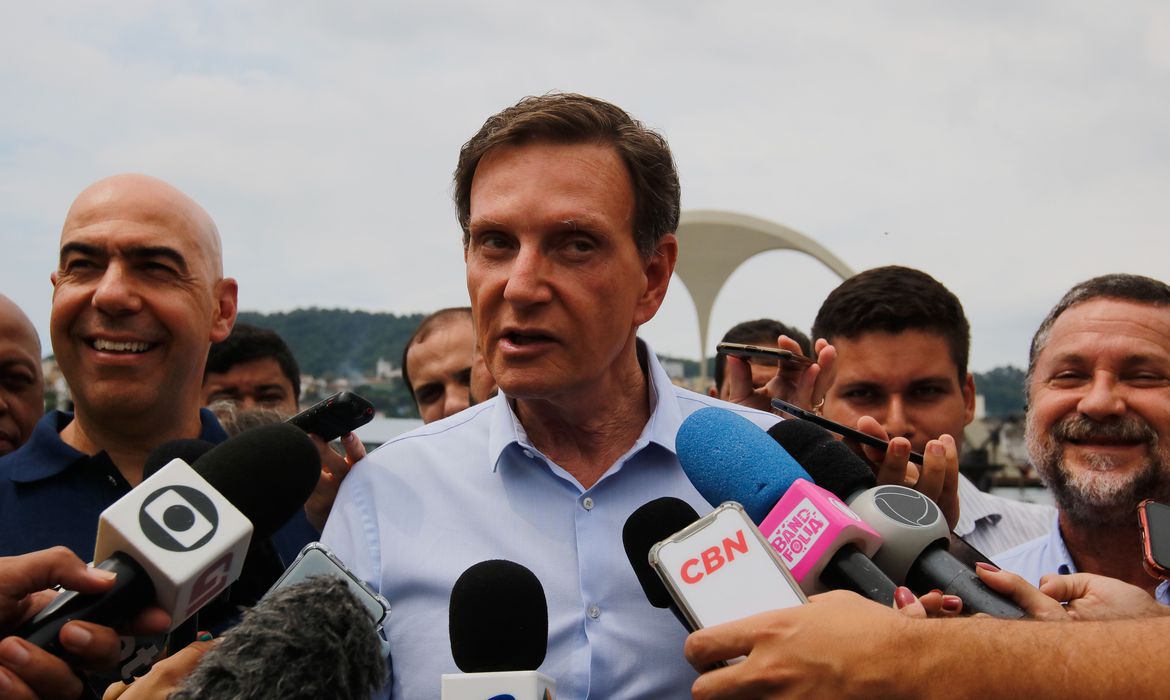 O então prefeito do Rio de Janeiro, Marcelo Crivella, na Marquês de Sapucai em 2020