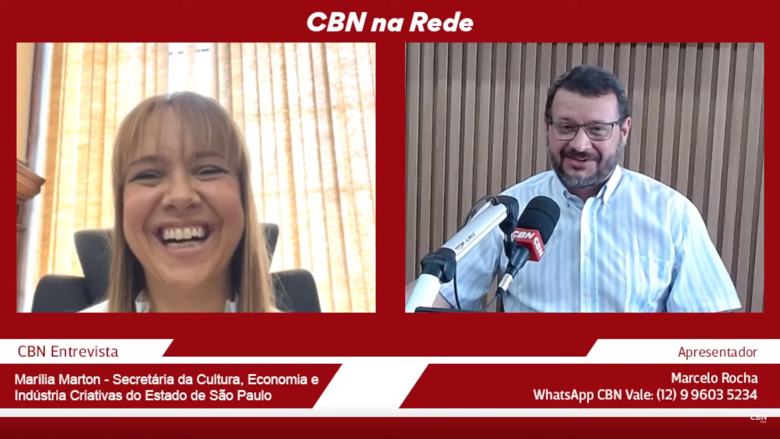 Secretaria da Cultura, Economia e Indústria Criativas do Estado de São Paulo, Marília Marton em entrevista ao programa CBN na Rede 