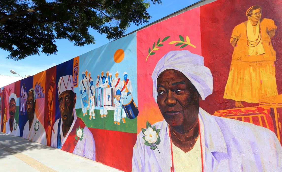 Movimento Abolicionista: mural pintado com personagens e símbolos abolicionistas em Jacareí