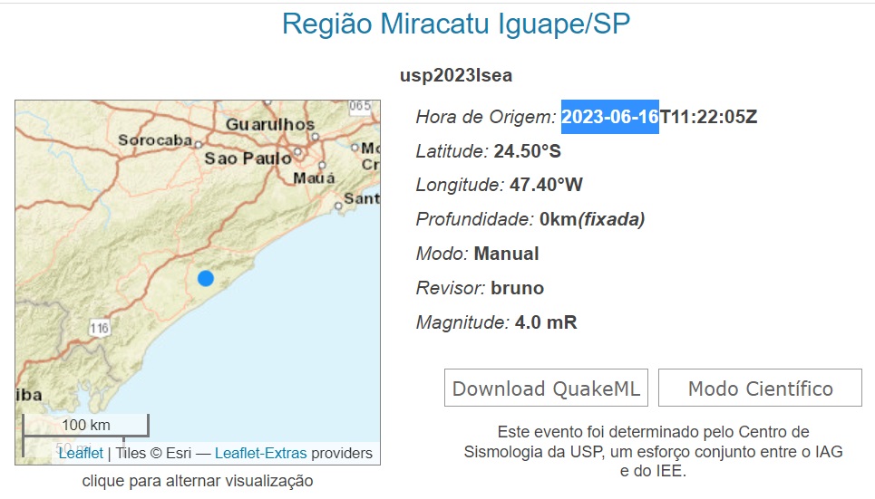 Imagem captada do site do instituto de sismologia da usp