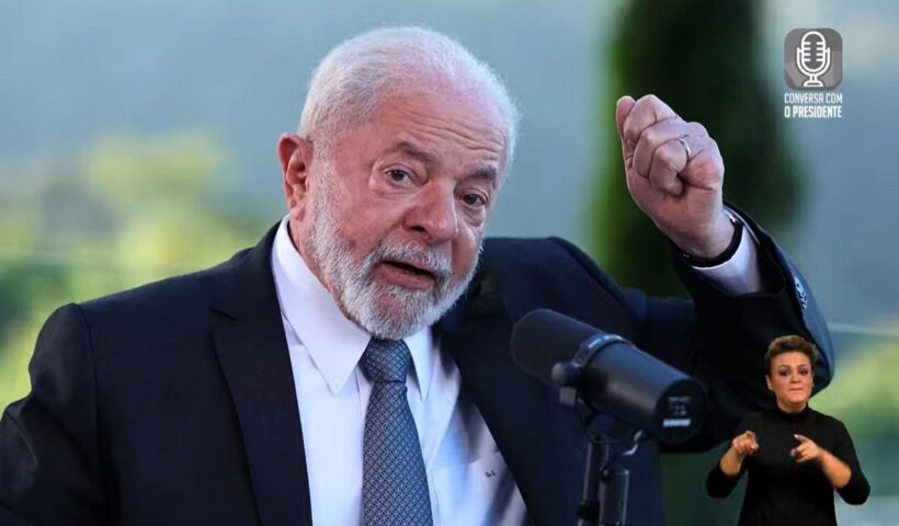 Foz do Iguaçú (PR), 04.07.2023 - Presidente Lula é entrevistado por Marcos Uchoa no programa Conversa com o Presidente, no Palácio do Alvorada. Lula citoi política do ganha-ganha com a UE