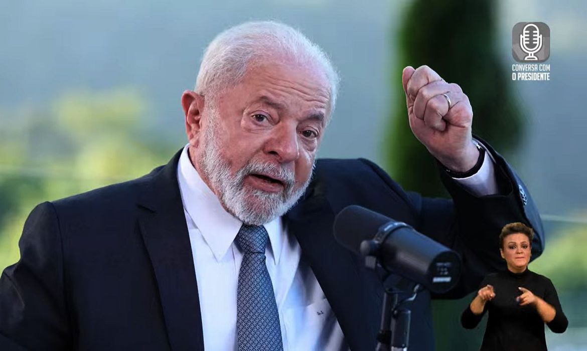Foz do Iguaçú (PR), 04.07.2023 - Presidente Lula é entrevistado por Marcos Uchoa no programa Conversa com o Presidente, no Palácio do Alvorada. Lula citoi política do ganha-ganha com a UE