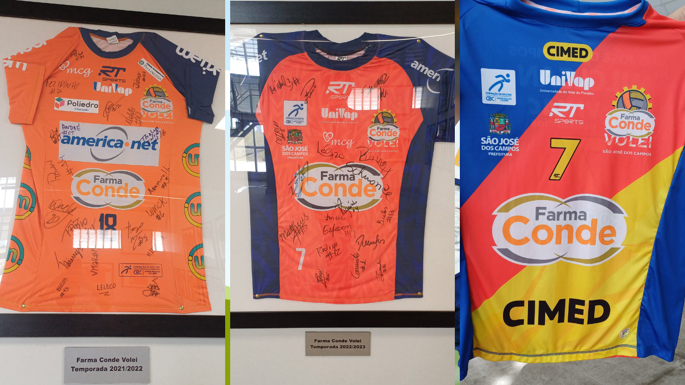Evolução das camisas do Vôlei São José conforme as temporadas 21/22, 22/23 e 23/24