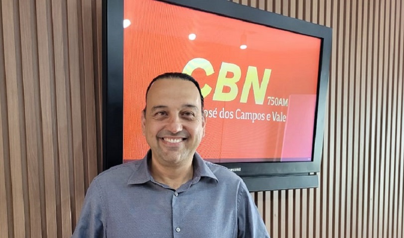 Vice-governador Felicio Ramuth cumpre agenda no vale do paraíba. Na foto, Felicio no estúdio da cbn vale