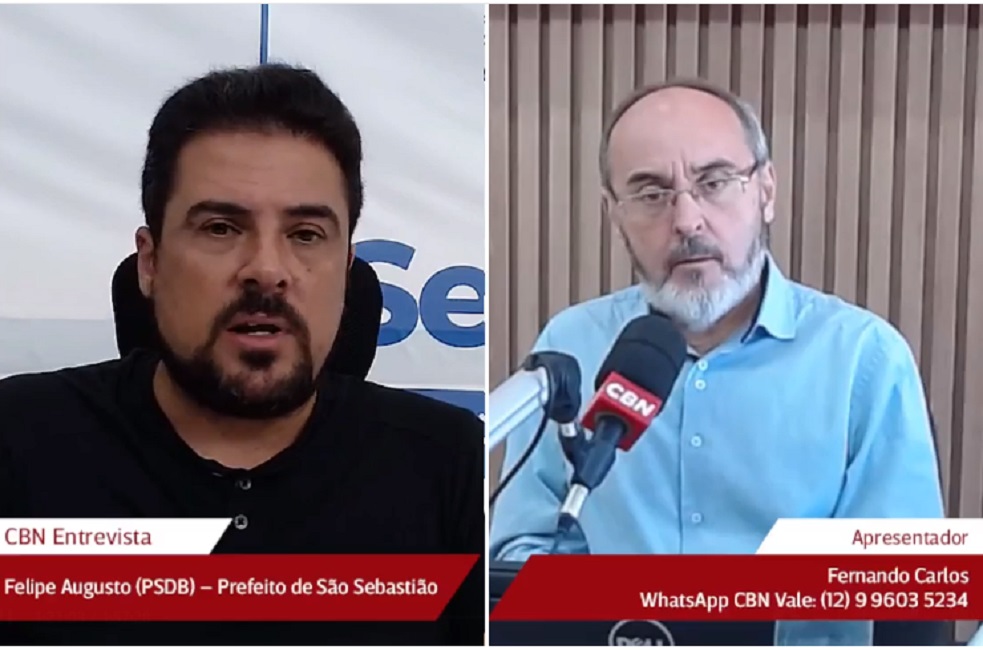 Prefeito Felipe Augusto em entrevista online com Fernando Carlos, da CBN Vale.
