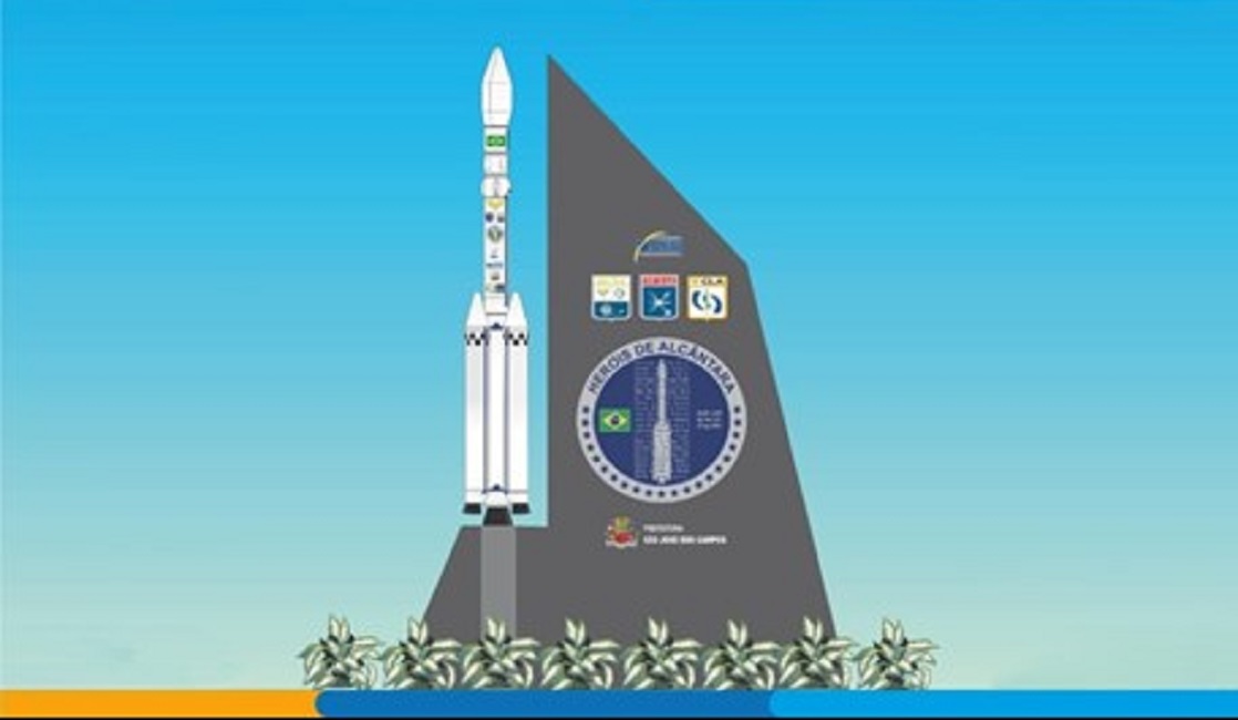 Arte de como será o monumento em homenagem às vítimas do acidente no centro de lançamento de alcântara, no maranhão