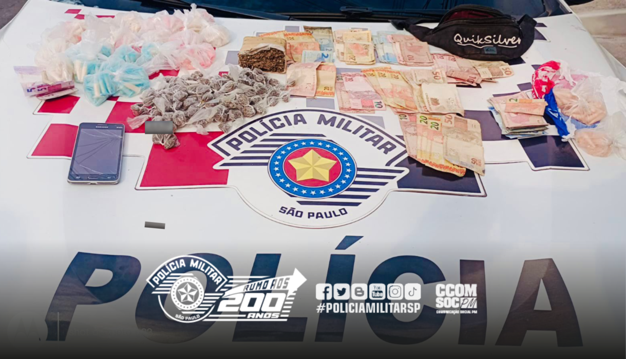Homem é preso e adolescente apreendido por tráfico de drogas no Parque Rodovias, em Lorena