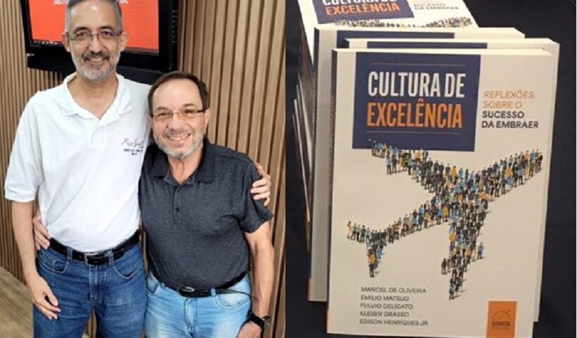 Fúlvio Delicato e Kleber Grasso, dois dos autores do livro sobre a Embraer que participaram da noite de autógrafos