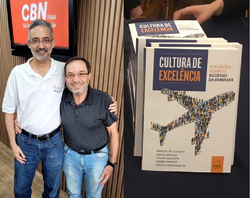 Fúlvio Delicato e Kleber Grasso, dois dos autores do livro sobre a Embraer que participaram da noite de autógrafos