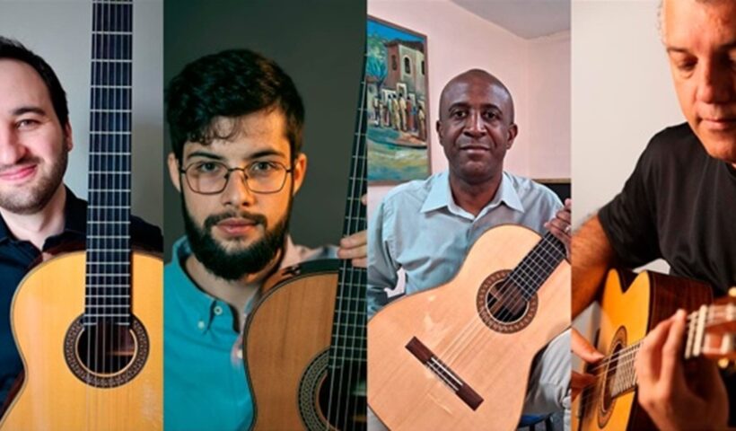 Bruno Madeira, Gabriel Amaral, Leandro Monteiro e Marcílio Sousa Lima, integrantes do Coletivo Violões do Vale
