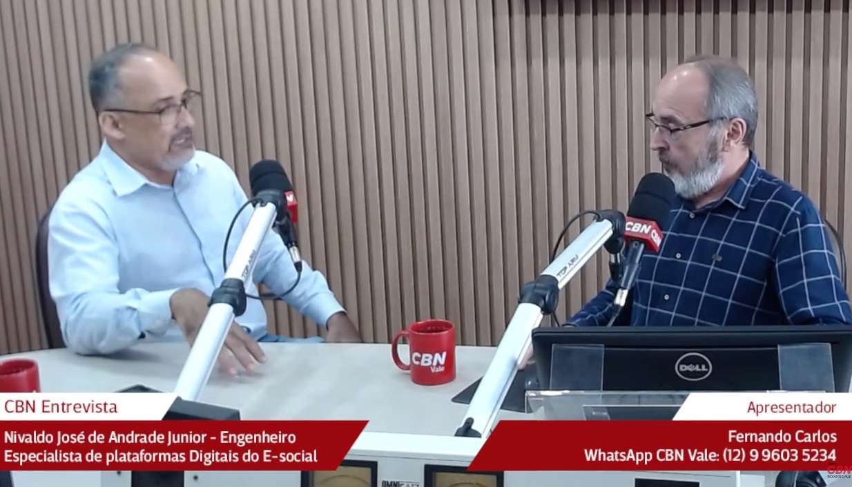 Nivaldo José de Andrade Junior, palestrante do Sincomércio, e Fernando Carlos, da CBN Vale