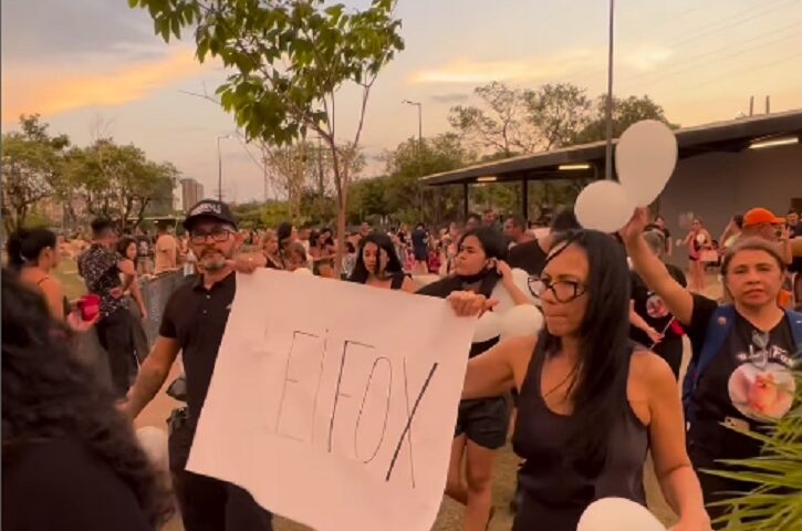 maniestantes em são paulo pedem aprovação da Lei Fox