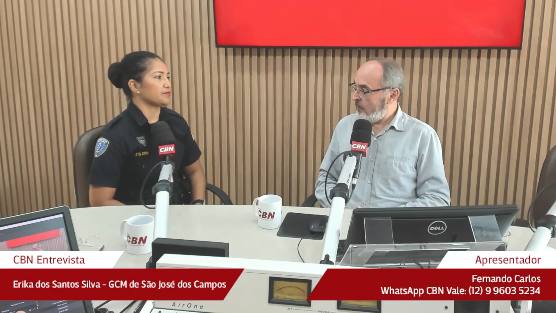 GCM Érika dos Santos Silva, integrante da Patrulha Maria da Penha em SJC em entrevista ao jornal CBN Vale 1ª edição