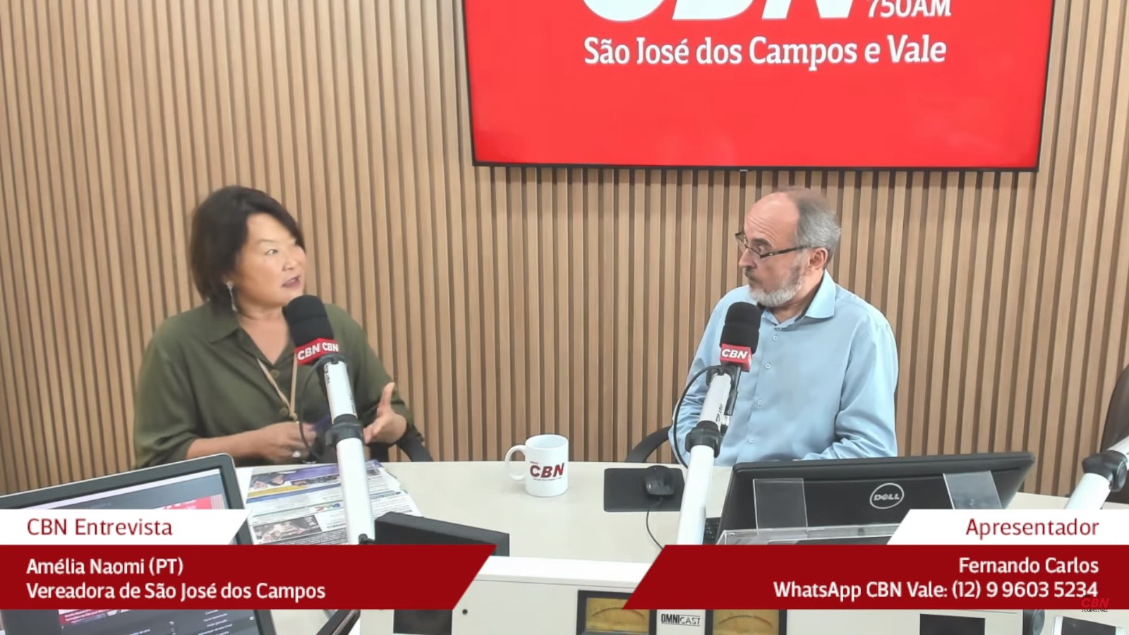 Vereadora pelo PT em São José dos Campos, Amélia Naomi, em entrevista ao Jornal CBN Vale 1ª Edição desta segunda-feira (29)