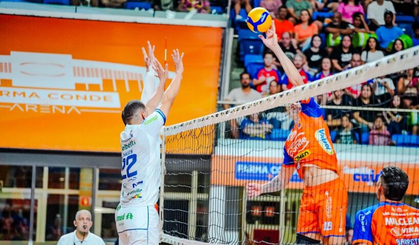 Jogo entre Vôlei São José e Joinville-SC pelo terceiro jogo dos playoffs da Superliga Nacional 2023/2024