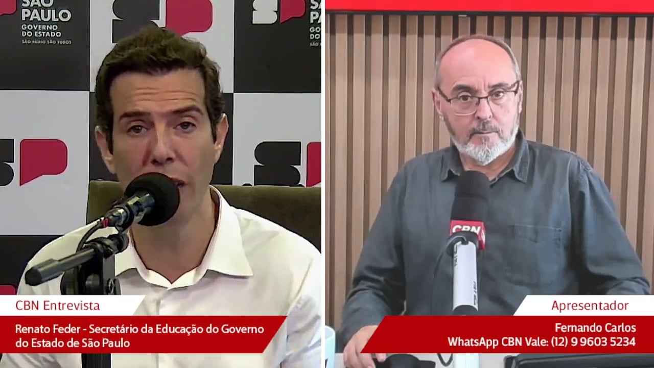 Secretário Estadual da Educação, Renato Feder, em entrevista ao Jornal CBN Vale 1ª Edição desta segunda-feira (17)