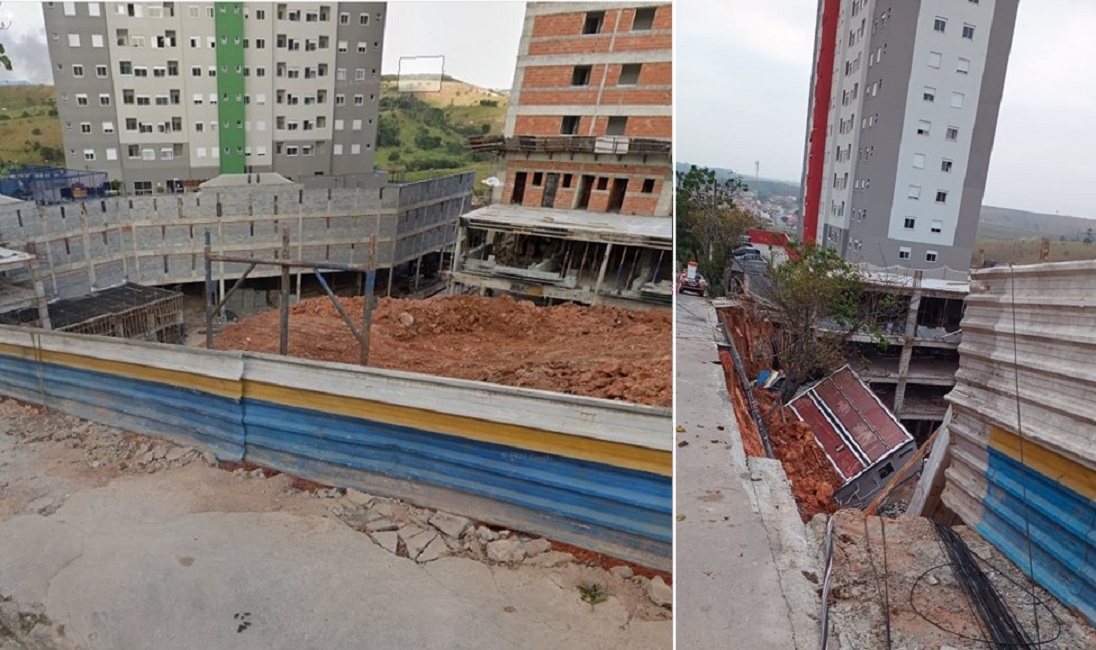 Parte de prédio desaba na zona sudeste de São José dos Campos