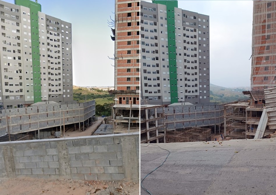Parte de prédio desaba na zona sudeste de São José dos Campos